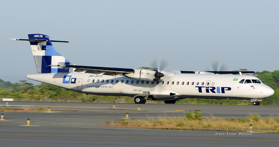 imagem do art72 da trip linhas aereas taxiando apos o pouso